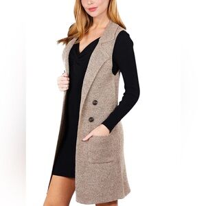 Love Tree Sleeveless Knit Cardigan Vest Long Open Front Sweater‎